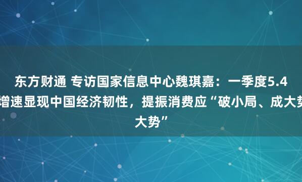 东方财通 专访国家信息中心魏琪嘉：一季度5.4%增速显现中国经济韧性，提振消费应“破小局、成大势”